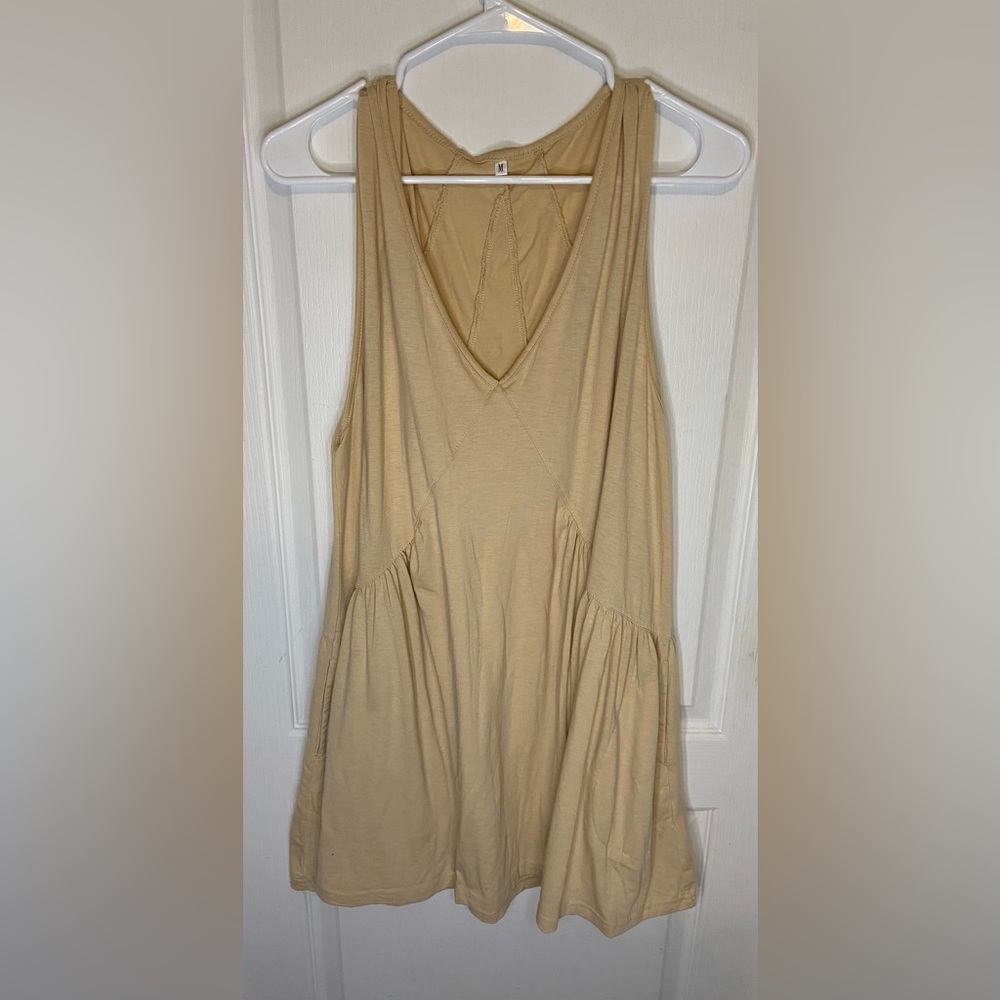 Cream Tan Sleeveless Tiered Dress